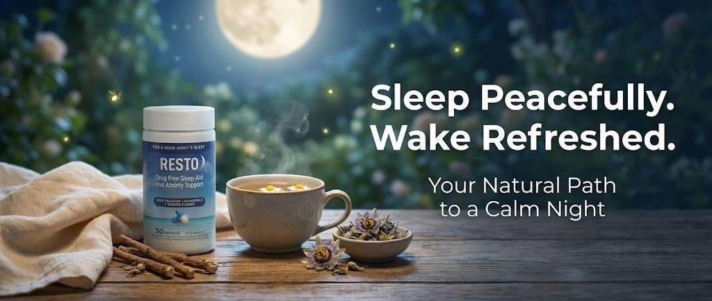 Natural sleep aid with valerian, chamomile, passion flower, and melatonin to improve sleep duration and quality.