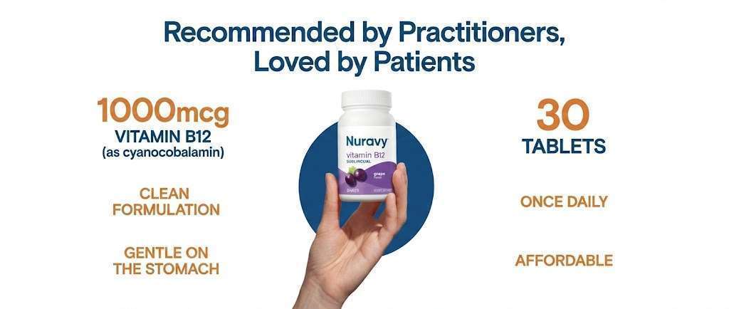 Nuravy sublingual tablet is a safe nutraceutical for vitamin B12 supplementation and overall wellness.