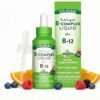 b-complex liquid providing folic acid, vitamins B2, B3, B5, B6, and B12 for energy metabolism, reduced fatigue, and overall health support.