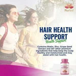 Perfee tablet with vitamin C, grape seed extract, and biotin to enhance collagen production and skin elasticity.