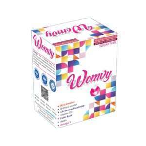 Womvy sachet supporting female fertility, hormone balance, PCOS management, and prenatal wellness